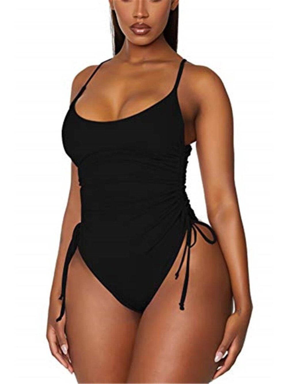 Womens One Piece Swimsuit Ruched Tummy Control High Cut Cheeky Monokini Bikini